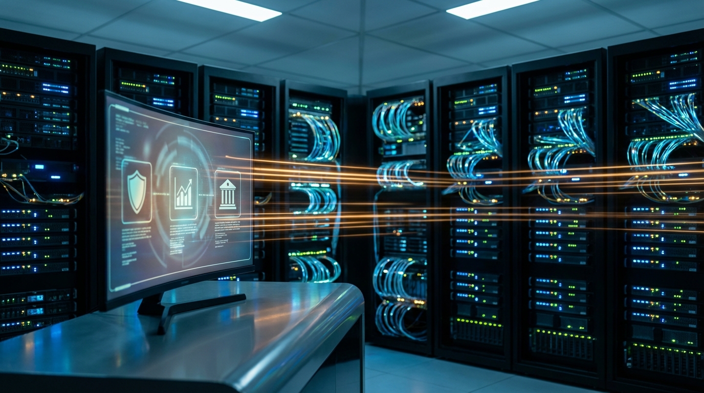 은행, 증권, 보험 데이터가 통합된 최첨단 데이터 센터 서버실 내부 모습