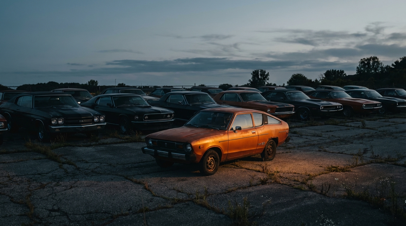 일본차가 미국 시장에 진출한 역사적 사례를 보여주는 이미지.